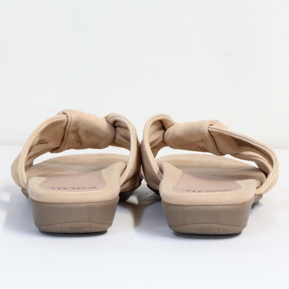 Earth Alder Aida Tan Knotted Suede Slide Slip On Flat Sandals NWT 8W - Picture 6 of 9